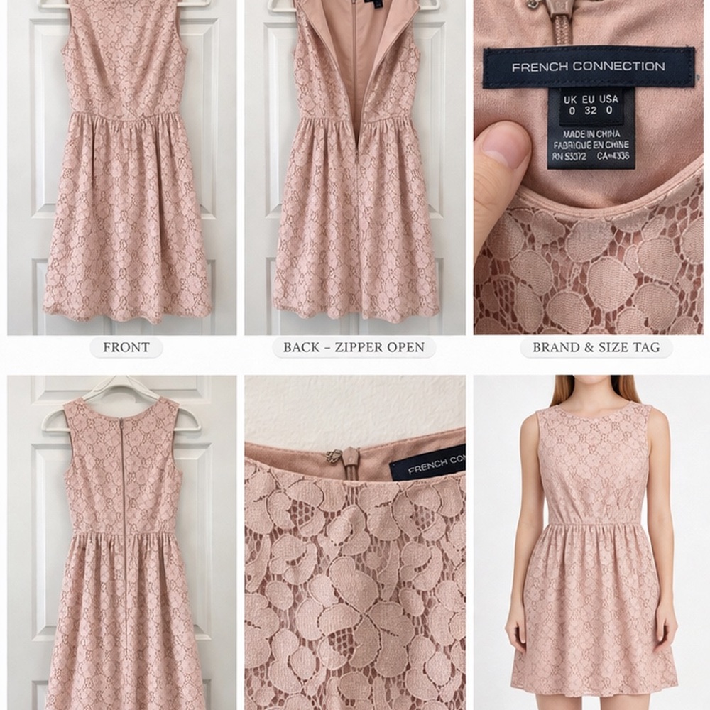 French Connection Dusty Blush Lace Mini Dress